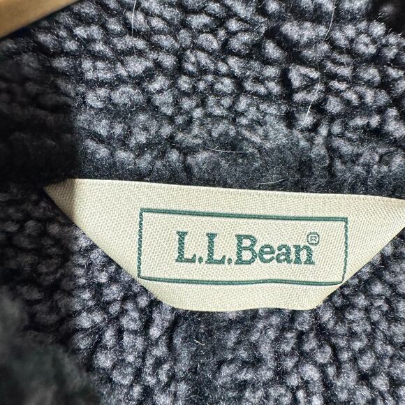 LL Bean Sherpa Lined Vest Women XL Black Faux Suede Button Up Cozy Collared - Picture 6 of 8